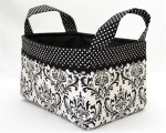 FABRIC STORAGE TRAY Madison Black Damask (20 x 15 x 12.5cm)